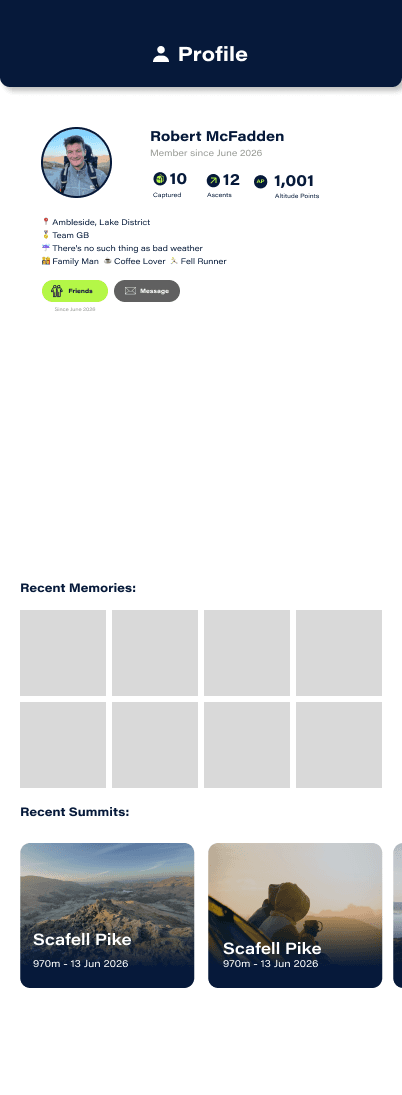 Profile screen